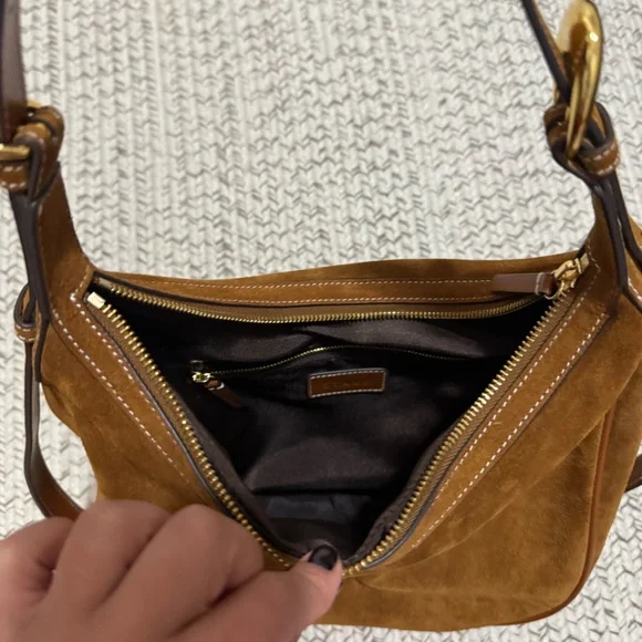 Staud Pine Leather Hobo Bag in Tan Suede - Picture 15 of 16